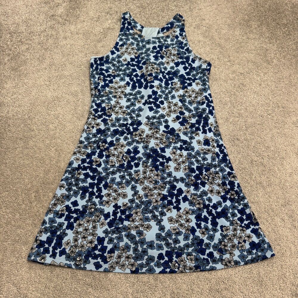 CeCe Floral Halted A-Line Mini Sun Dress Womens Small Ocean Mist Blue Summer NWT